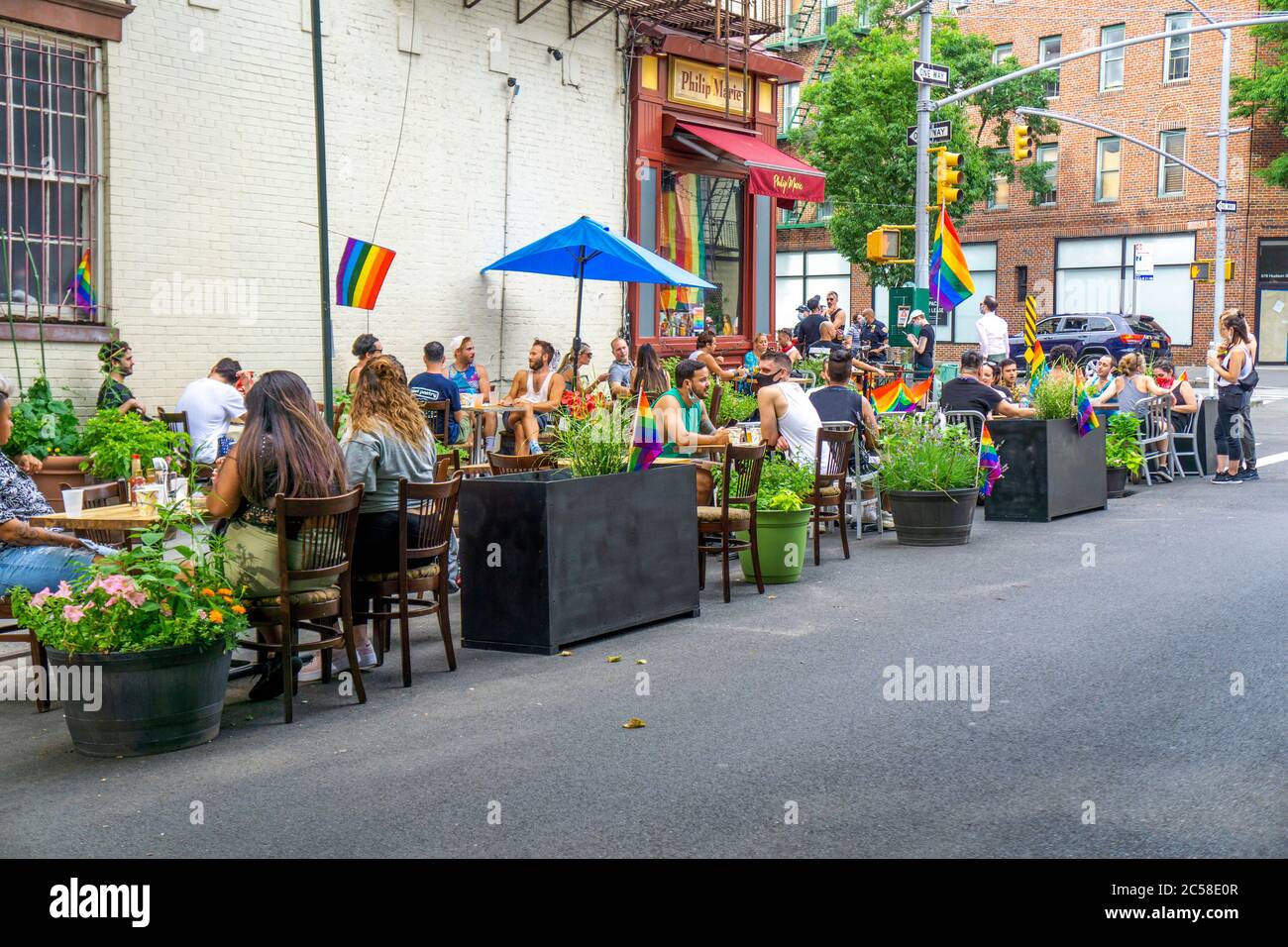 Sidewalk Dining, West Village, New York City, New York, USA Stock Photo