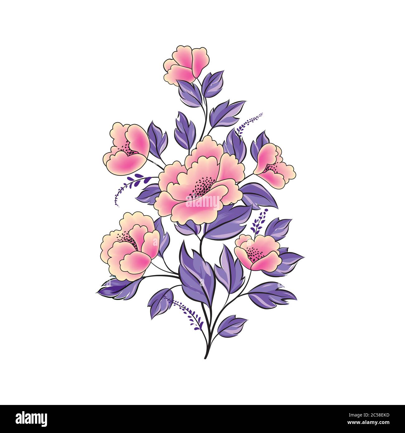 Floral background. Flower rose bouquet isolated. Flourish spring floral greeting card design Stock Vector