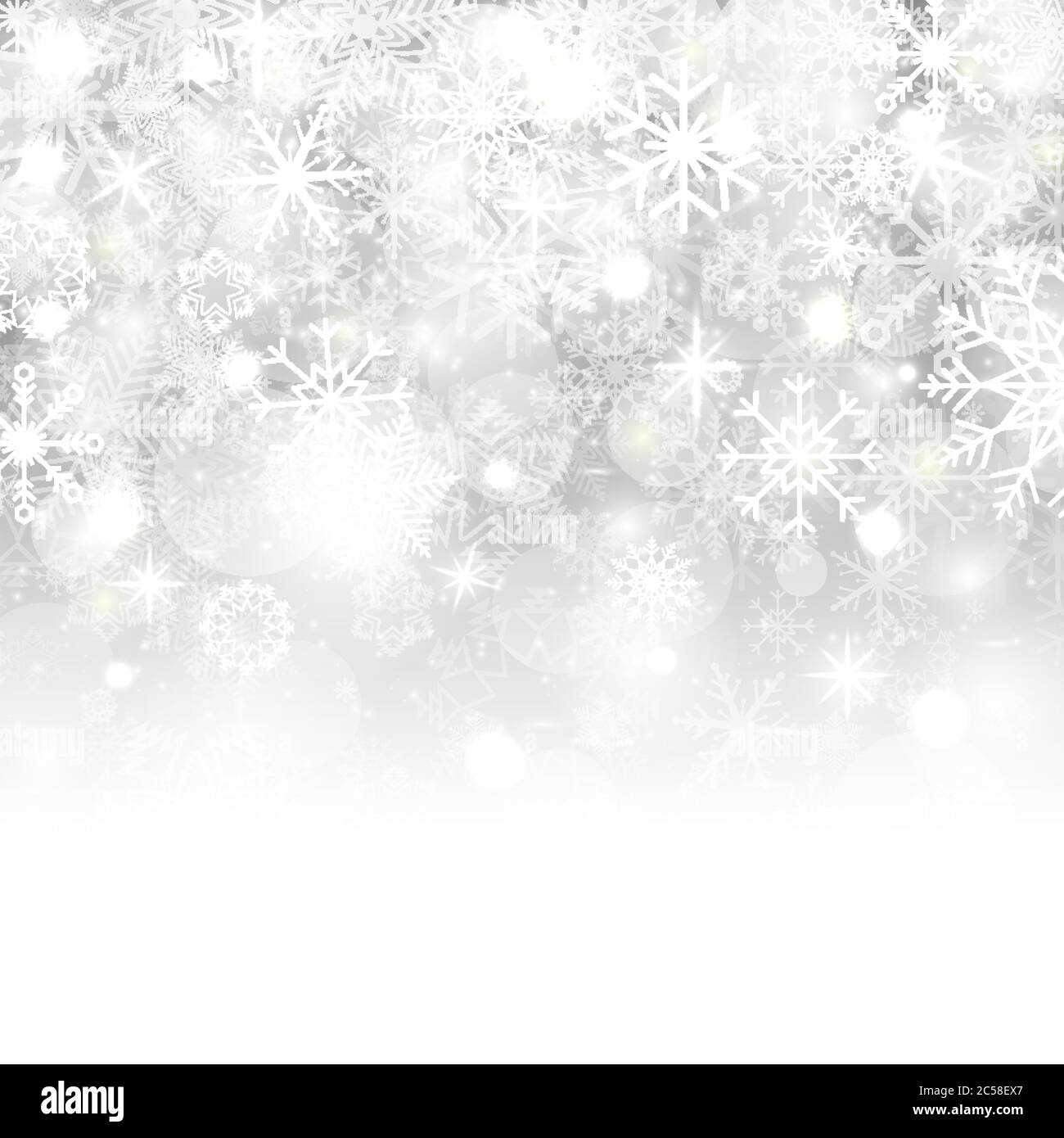 Christmas background with snowflakes, stars, snow and place for text. Vector Illustration. Stock Vector