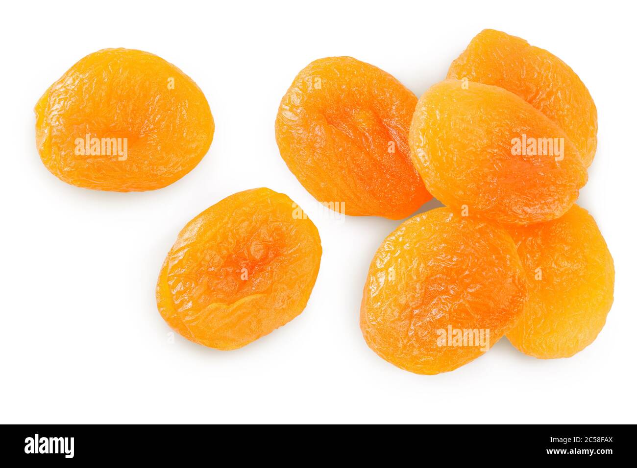 Dried apricots isolated on white background with clipping path and full ...