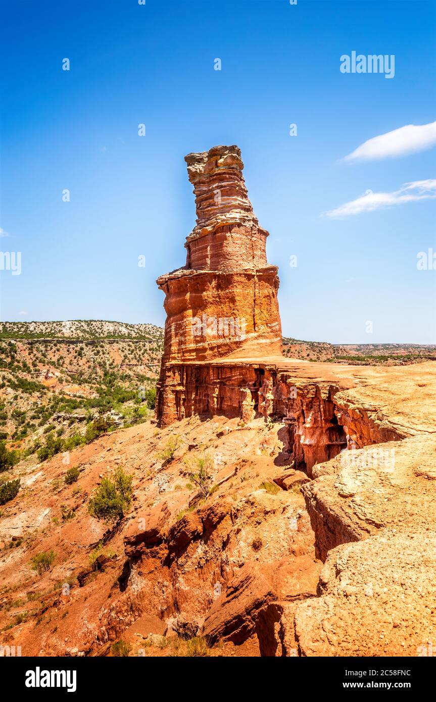 The famous Lighthouse Rock at Palo Duro Canyon State Park, Texas Stock ...
