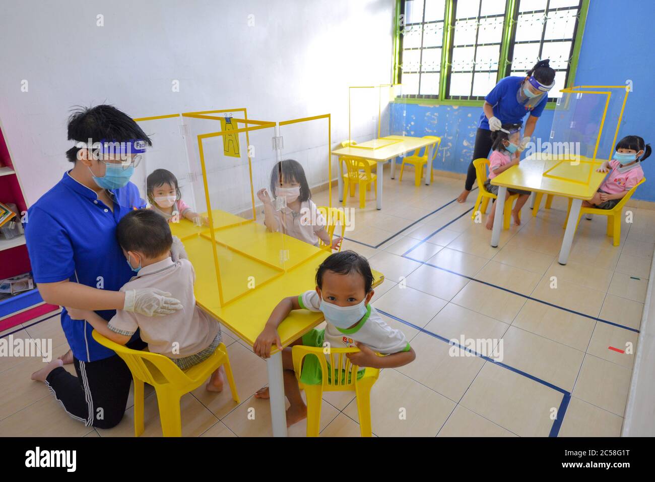 Kuala Lumpur Malaysia 1st July 2020 Children Are Taken Care Of At A Kindergarten In Kuala Lumpur Malaysia July 1 2020 Malaysia Reported No New Covid 19 Local Transmissions On Wednesday The Health