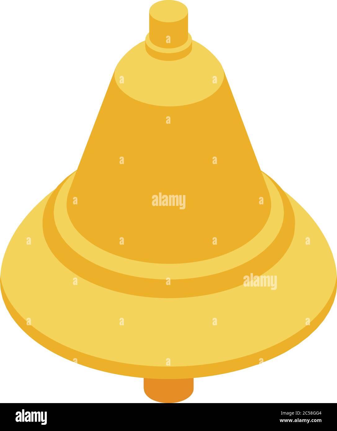 Deadline gold bell icon, isometric style Stock Vector