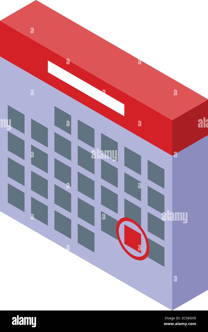 Deadline calendar icon, isometric style Stock Vector