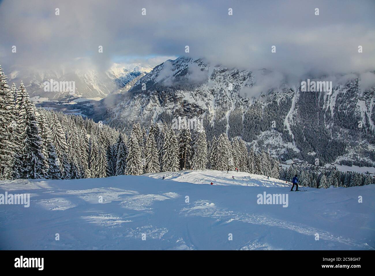 Ski slope in clear weather Stock Photo