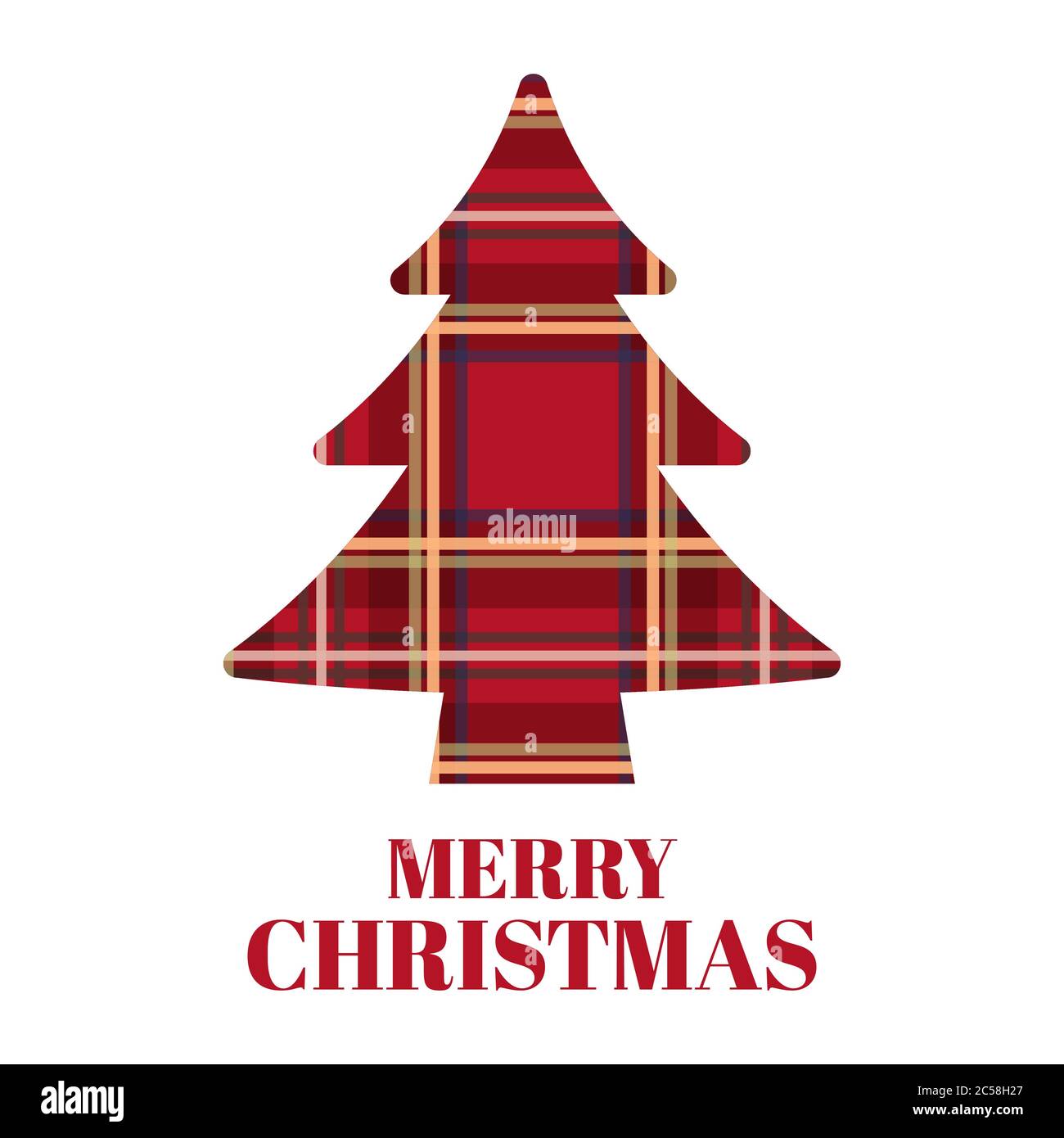 Christmas tree with scottish texture. Merry Christmas and Happy New