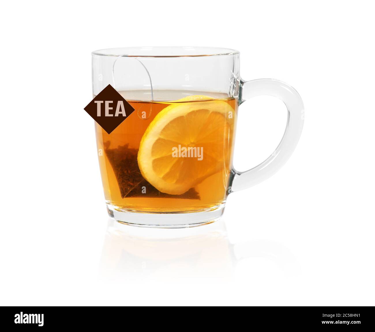 glass of a black tea with lemon isolated on white. Clipping path Stock ...