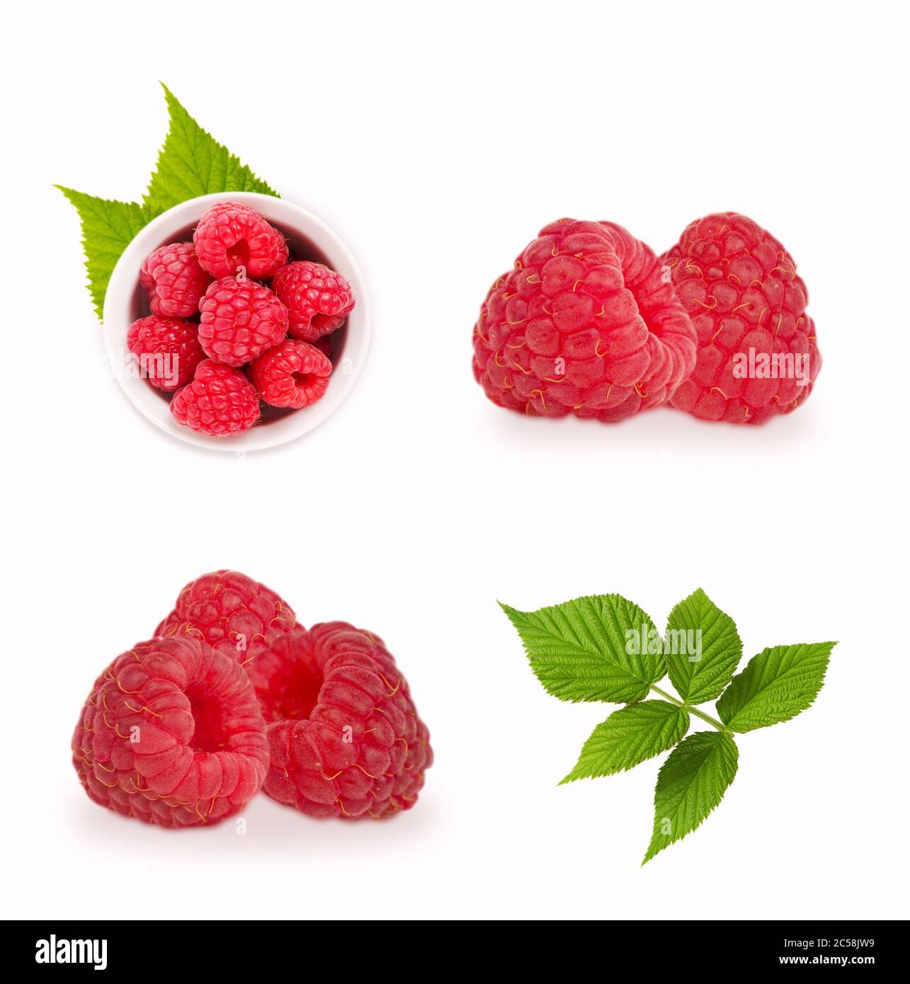 Raspberries set isolated on white background Stock Photo - Alamy