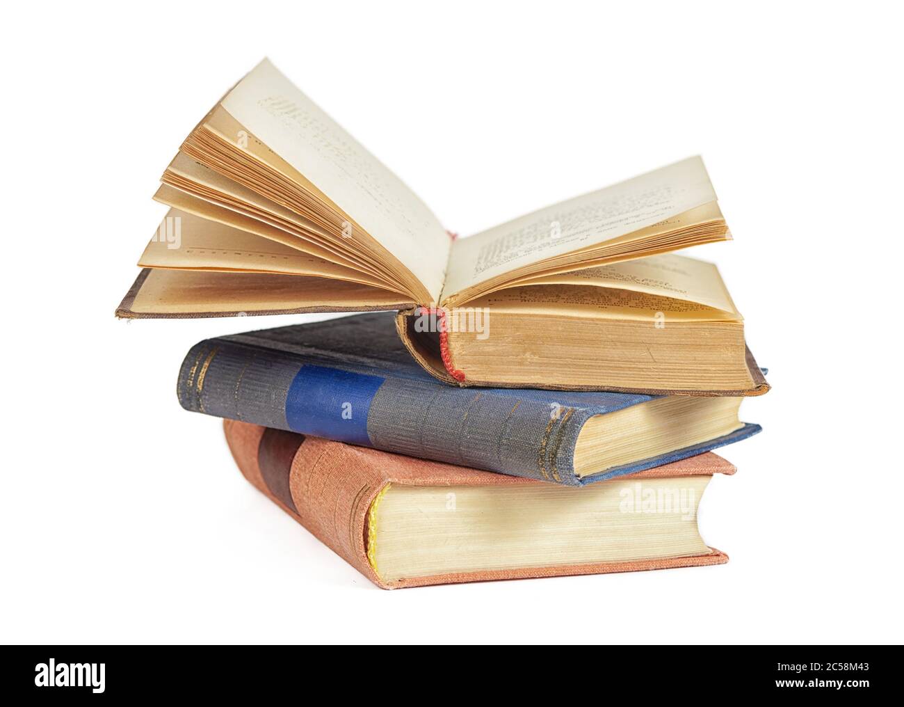 Old books isolated on a white background Stock Photo - Alamy
