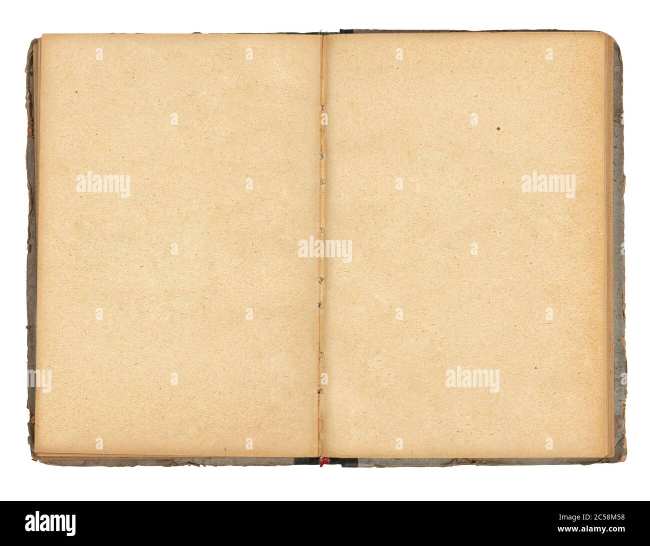 Opened old blank book with copy space. Top view. Clipping path Stock Photo