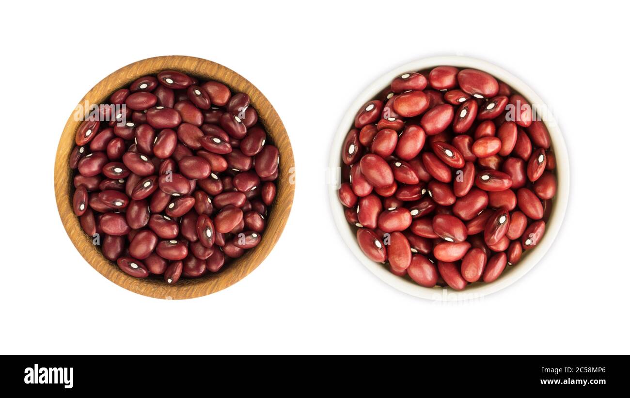 Kidney beans isolated on white background. Top view. Red kidney beans