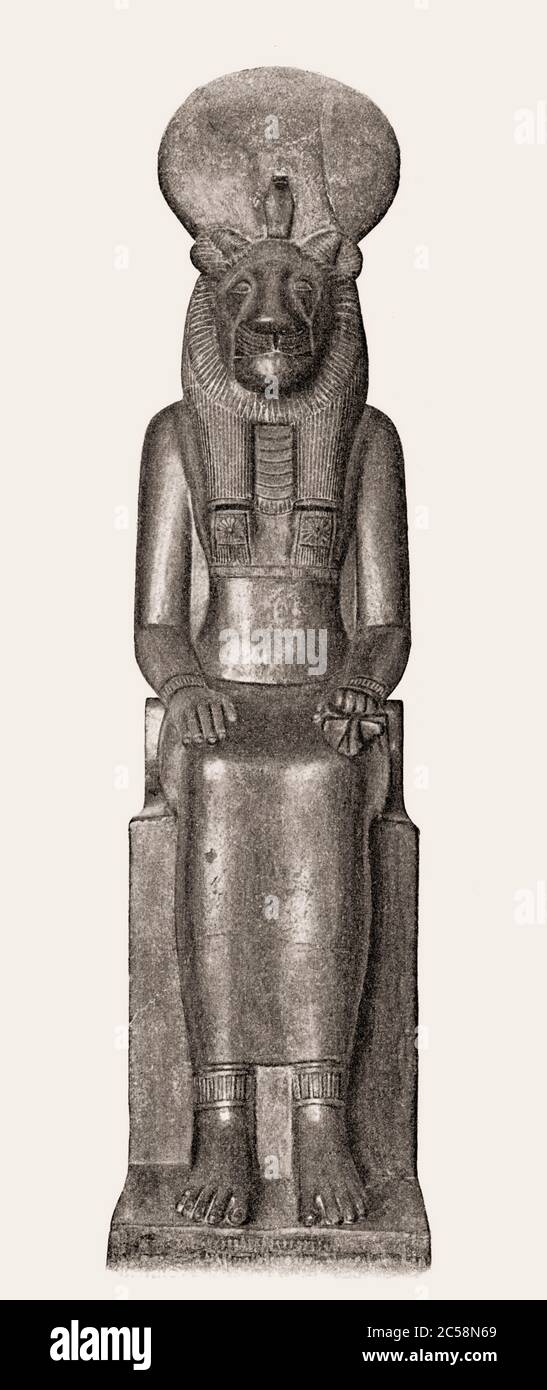 Sekhmet with head of lioness, Egyptian mythology, Ancient Egypt Stock Photo