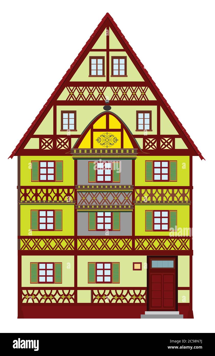 Medieval building from Europe with many elaborate details. Stock Photo