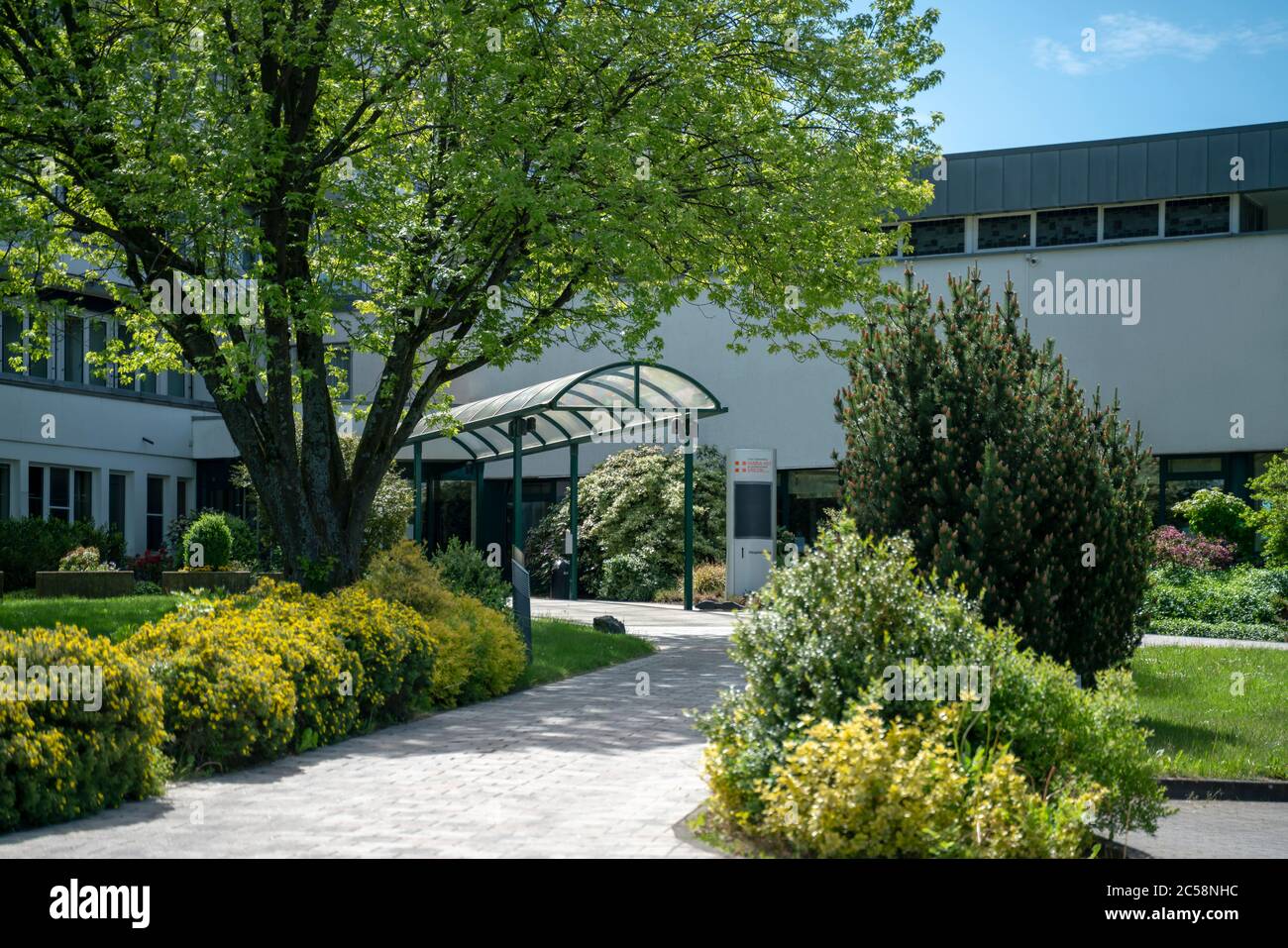 The hospital in Brilon with the entrance area. Stock Photo
