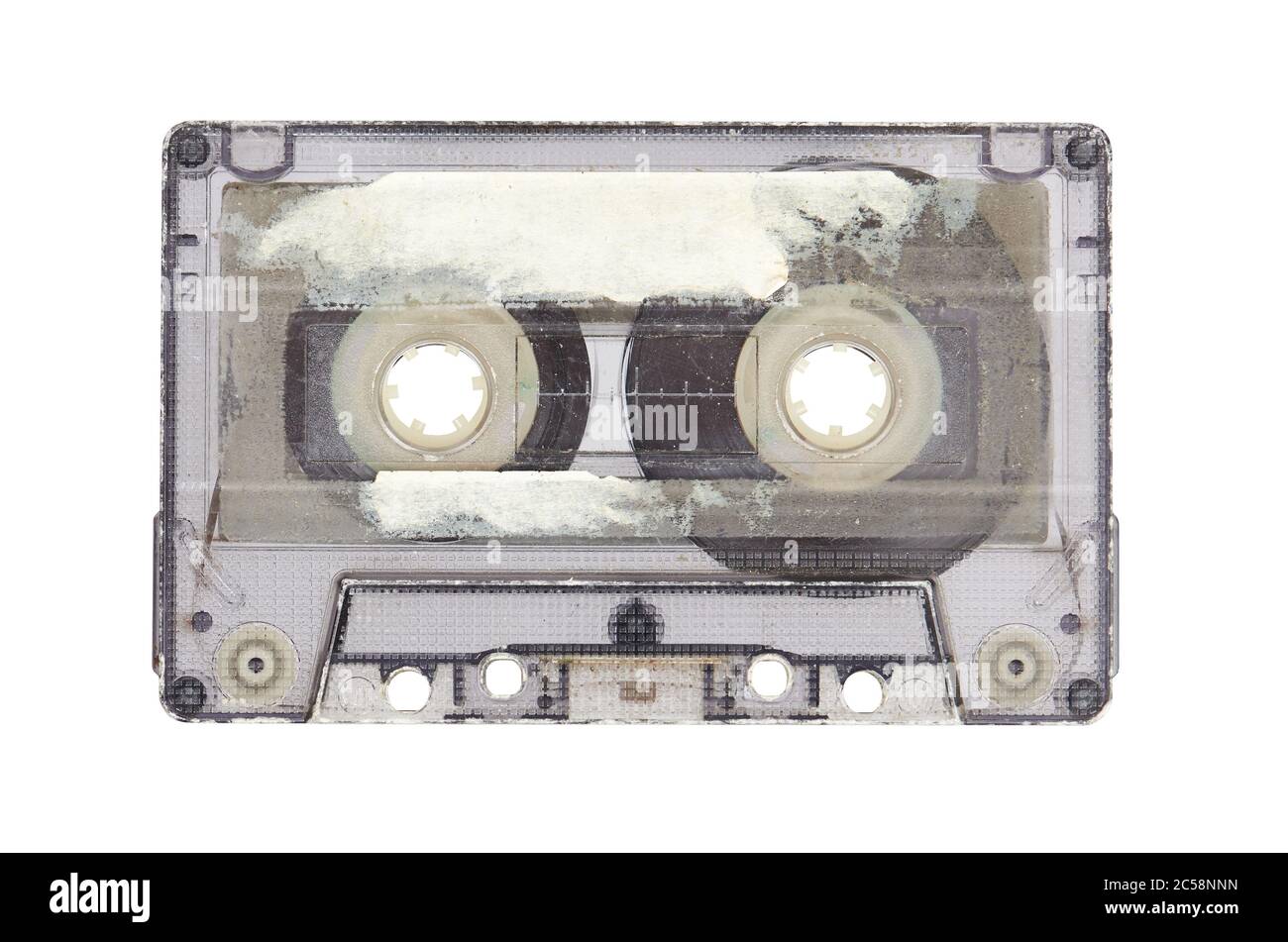 Old audio tape compact cassette isolated on white background with ...