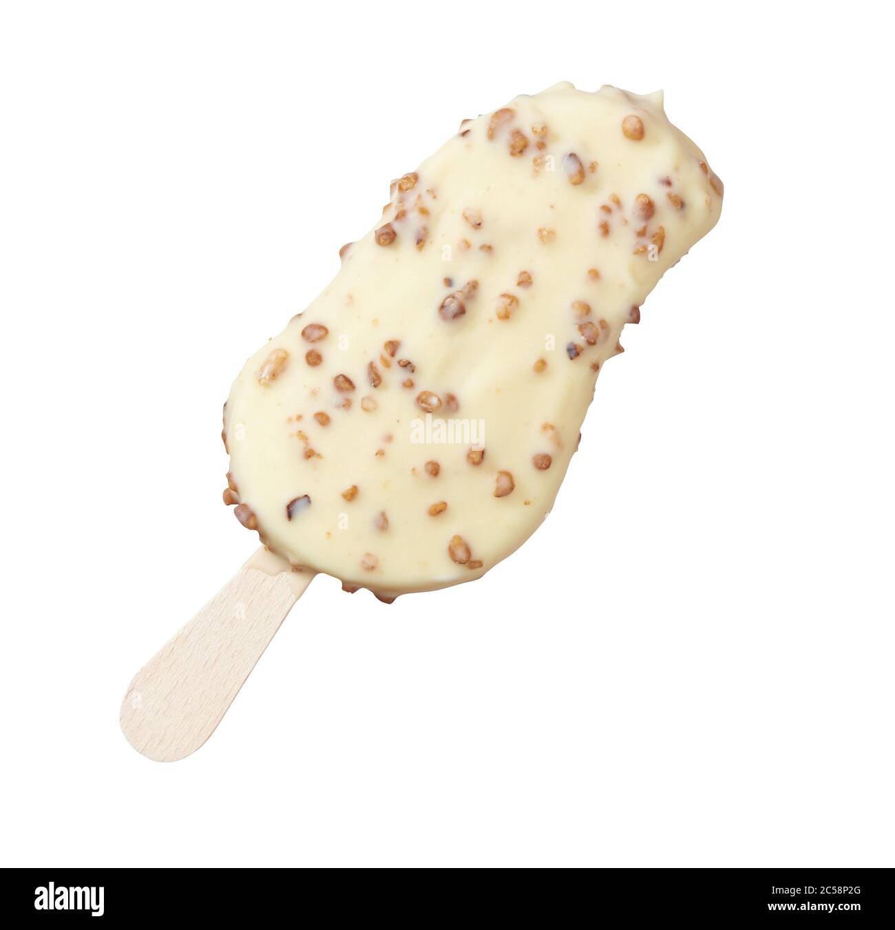 White chocolate ice cream popsicle with peanuts Stock Photo