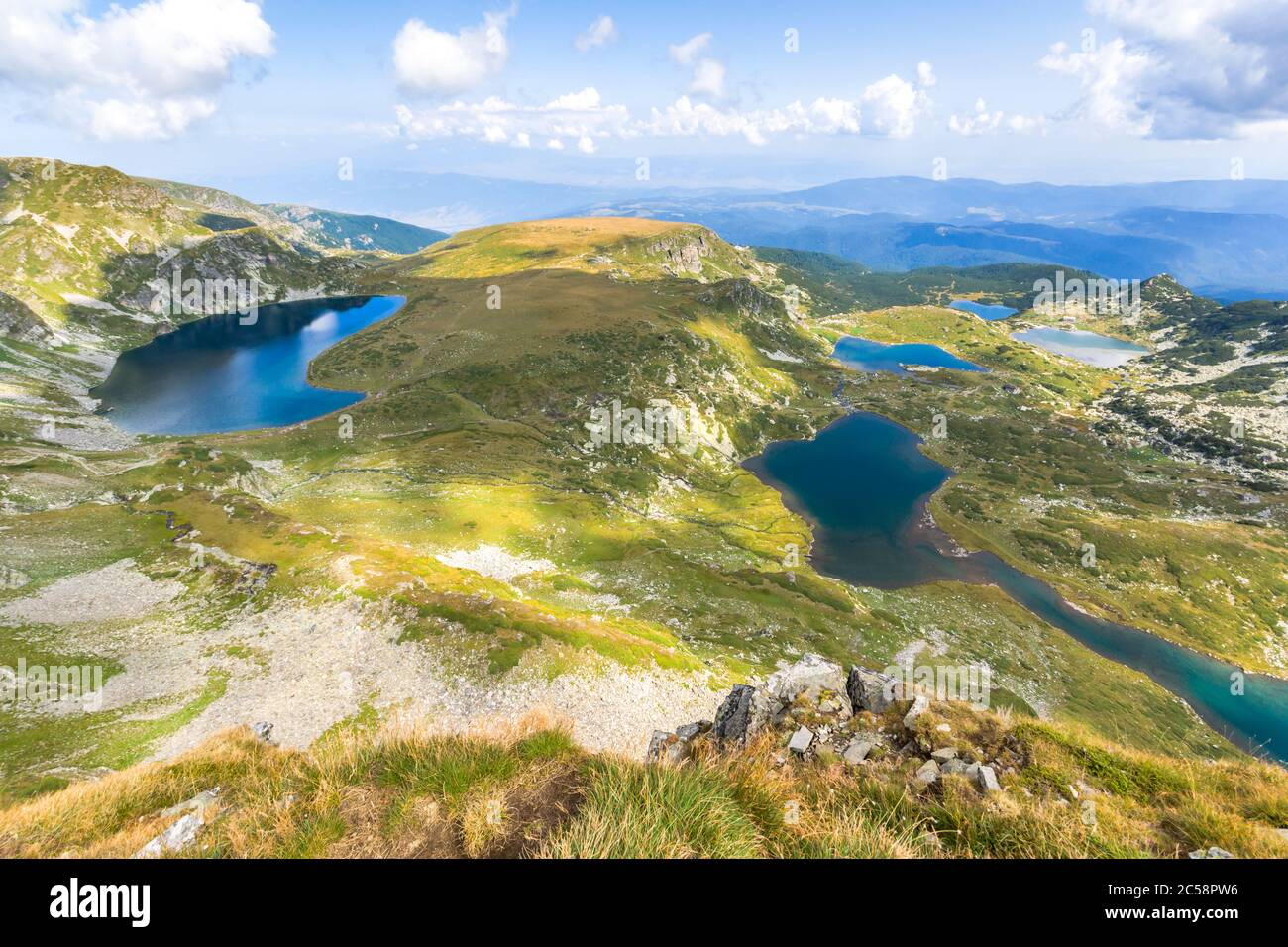 Amazing Panorama Of The Seven Rila Lakes Rila Mountain Bulgaria Stock amazing-panorama-of-the-seven-rila-lakes-rila-mountain-bulgaria-stock