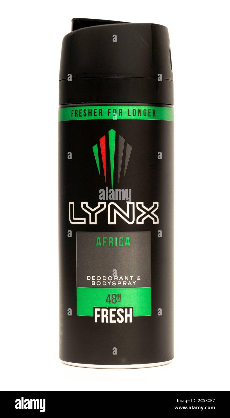 Lynx Africa energised Deodorant bodyspray 48H fresh spray can on a white  background Stock Photo - Alamy