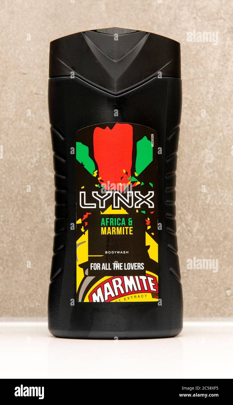 Lynx Bodywash Africa & Marmite  Novelty product Stock Photo