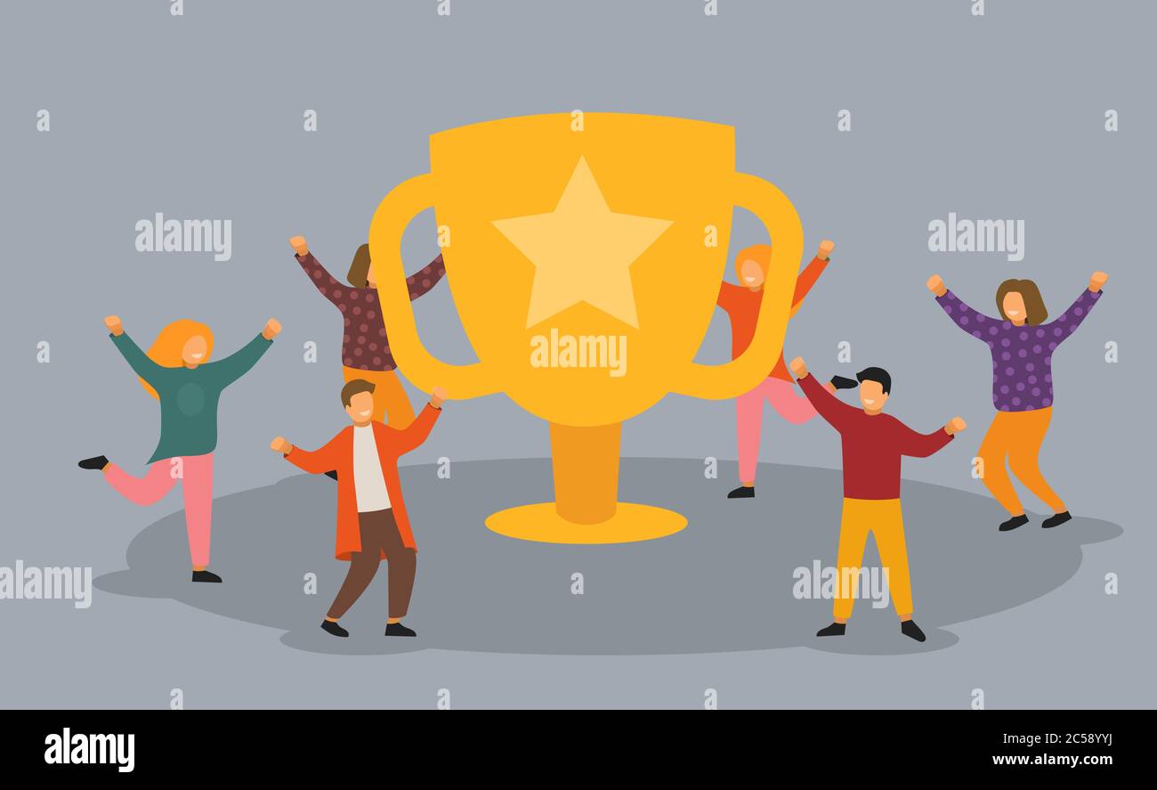 Business Team Success, Achievement Concept. Flat People Characters with ...