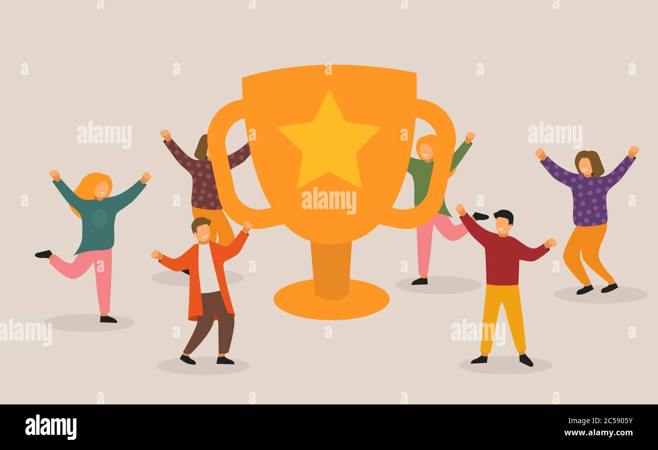 Business Team Success, Achievement Concept. Flat People Characters with ...