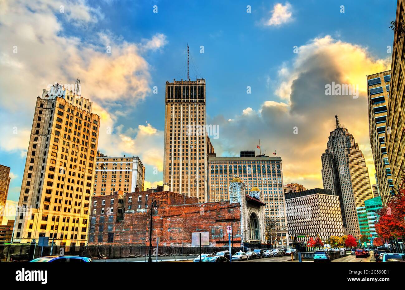 Historic buildings in Downtown Detroit, Michigan Stock Photo Alamy