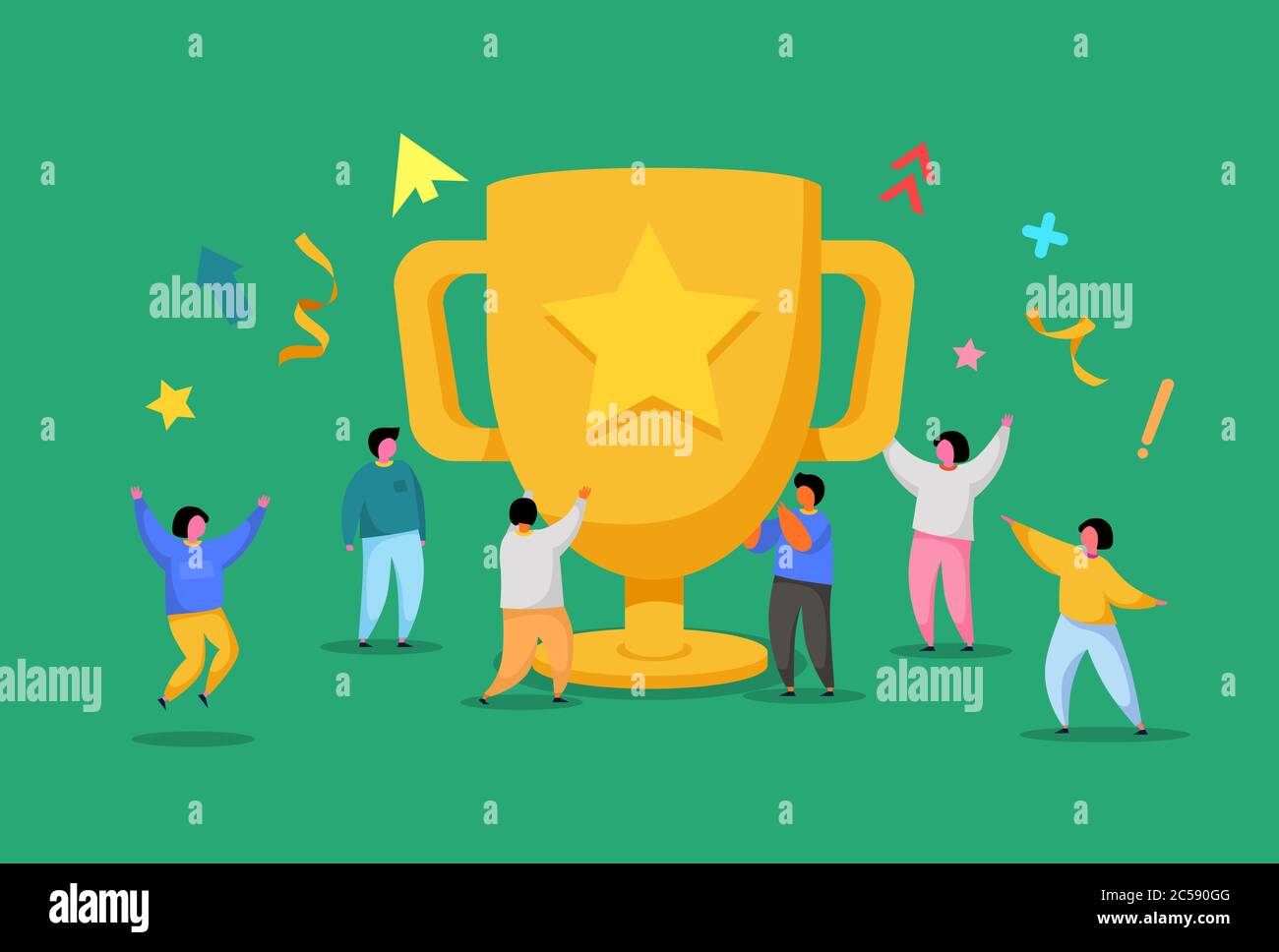 Business Team Success, Achievement Concept. Flat People Characters with ...