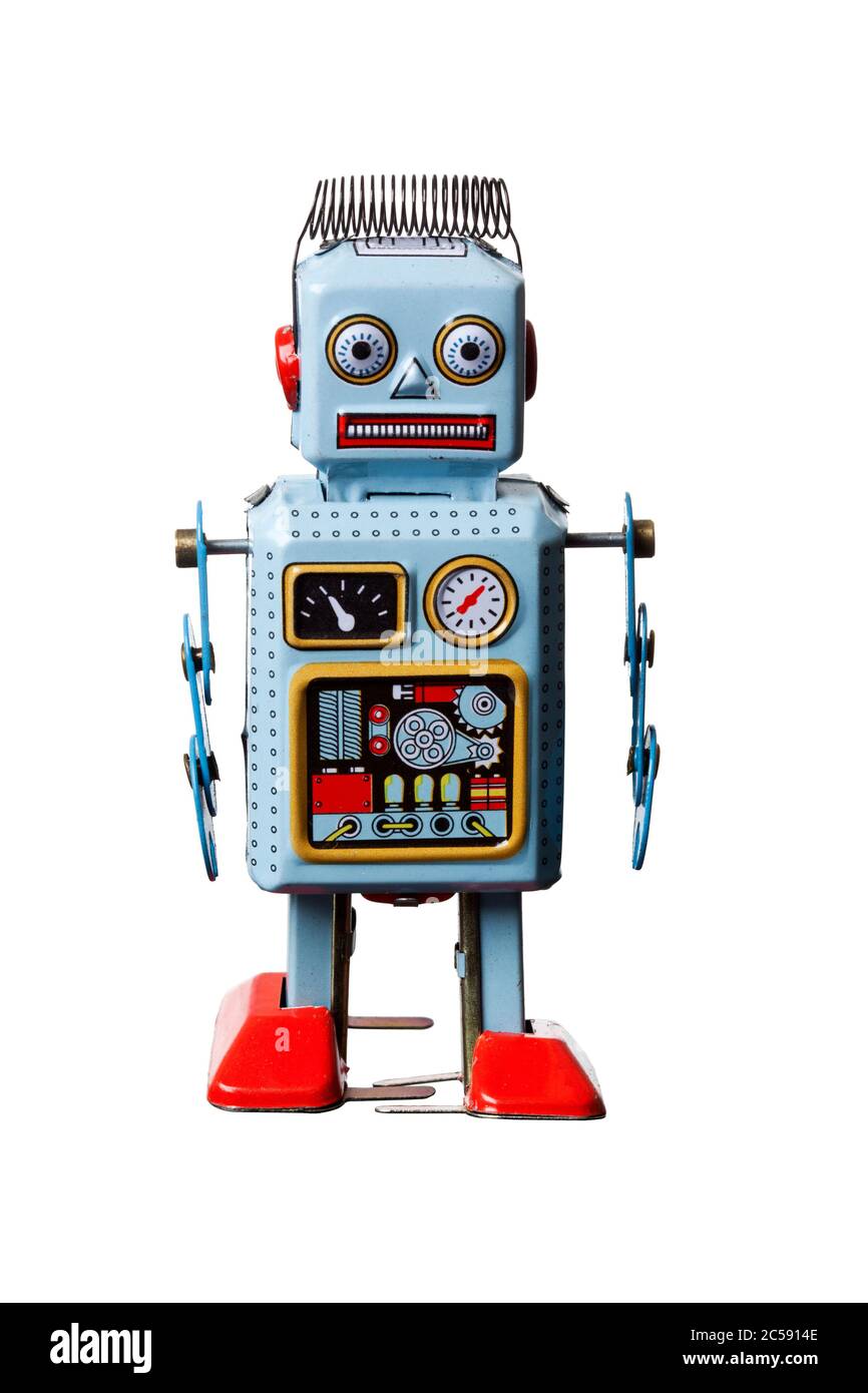 cheap toy robot isolated on white Stock Photo - Alamy