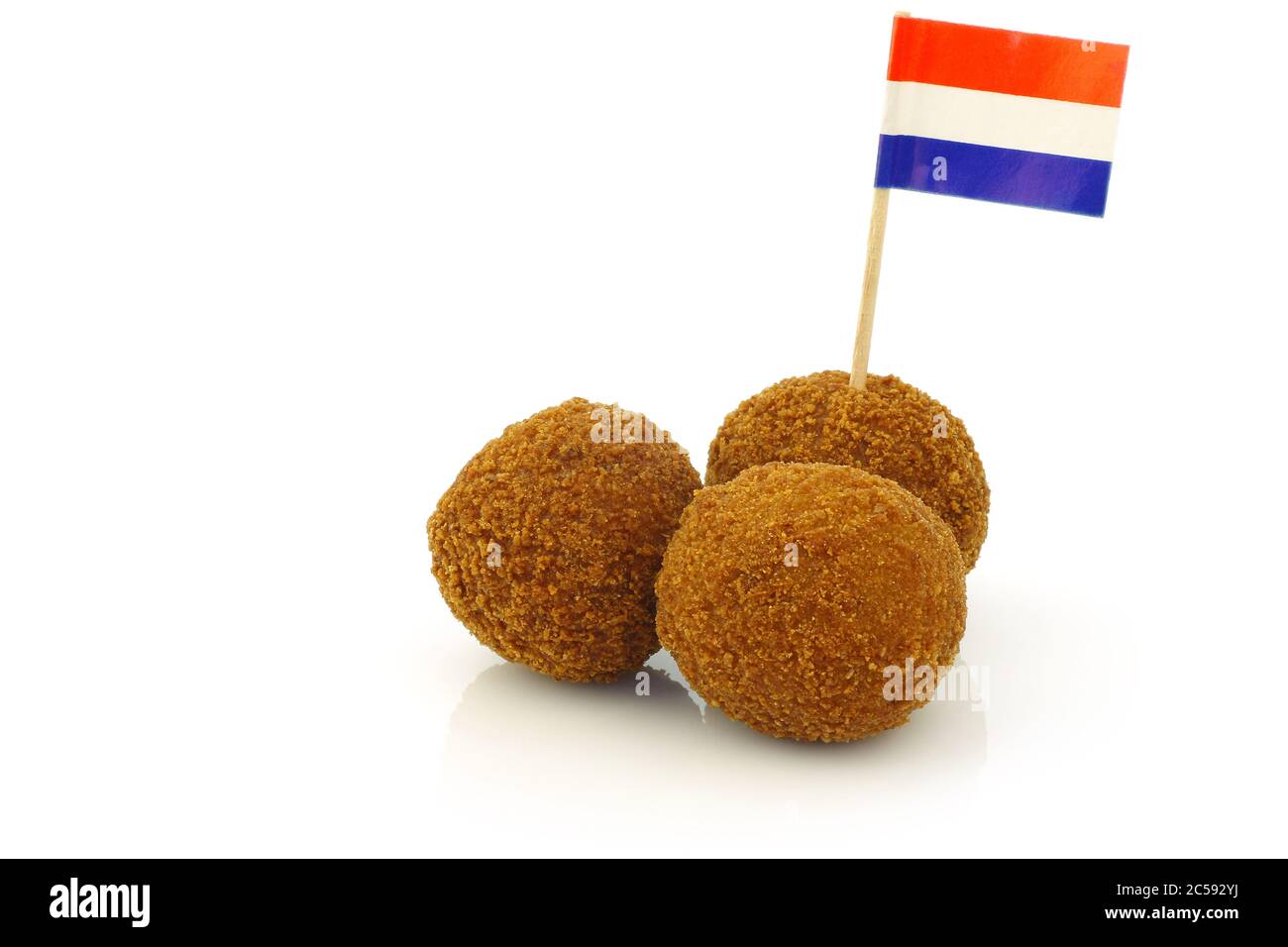 A real traditional Dutch snack called "bitterballen" with a Dutch flag