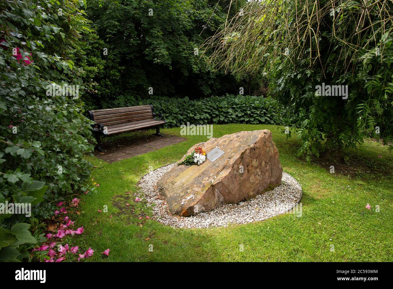 Monument in Sherwood Crescent to the to Pan Am flight 103 which was blow up over Lockerbie in Sherwood Crescent, Dumfriesshire, Scotland Stock Photo