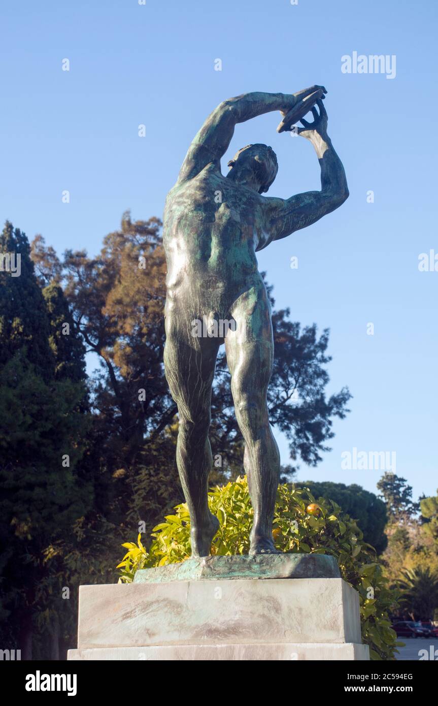 Statue of Discus Thrower in front of the Kalimarmaro Olympic Stadium