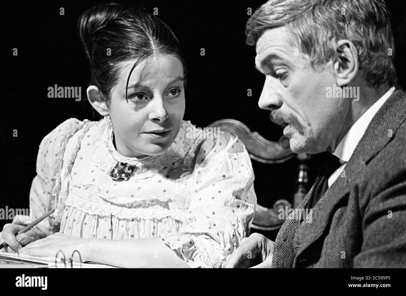 Anna Calder-Marshall (Sonya), Paul Scofield (Vanya) in UNCLE VANYA by Anton Chekhov at the Royal Court Theatre, London SW1 24/02/1970  in a new version by Christopher Hampton design: Deirdre Clancy director: Anthony Page Stock Photo