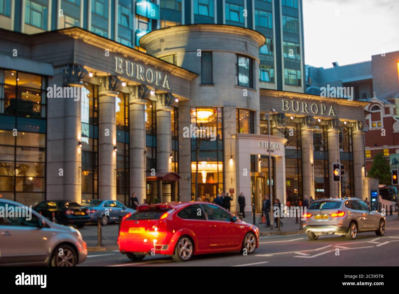 Europa HOtel in BElfast during the night Stock Photo