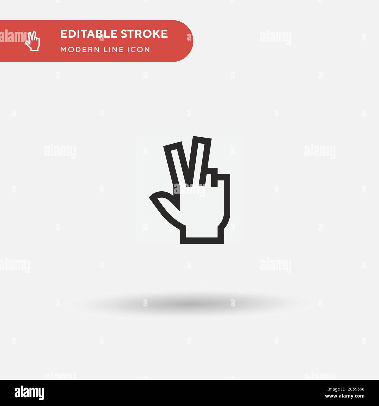 Two Fingers Simple vector icon. Illustration symbol design template for web mobile UI element. Perfect color modern pictogram on editable stroke. Two Fingers icons for your business project Stock Vector