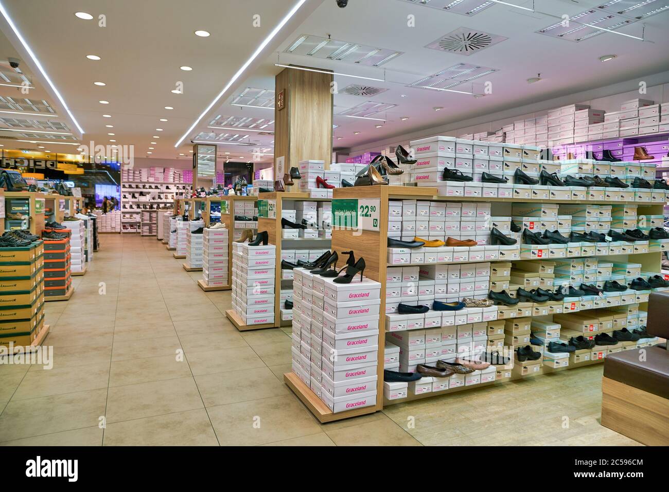 BERLIN, GERMANY - CIRCA SEPTEMBER, 2019: interior shot of Deichmann store  in Mall of Berlin. Deichmann SE is a major German footwear retail chain  foun Stock Photo - Alamy