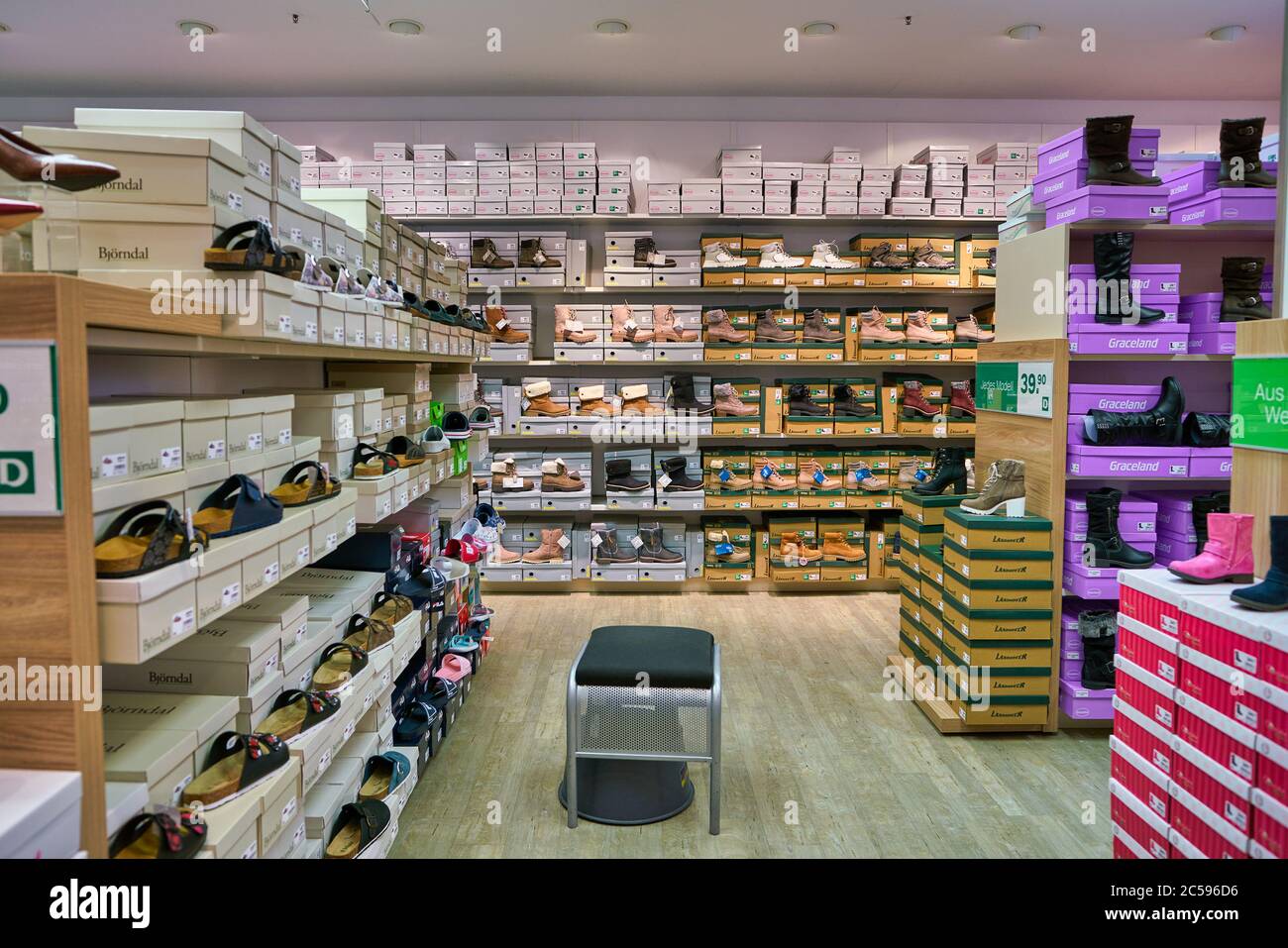 BERLIN, GERMANY - CIRCA SEPTEMBER, 2019: interior shot of Deichmann in Mall of Berlin. Deichmann SE is a major German footwear retail foun Stock Photo - Alamy
