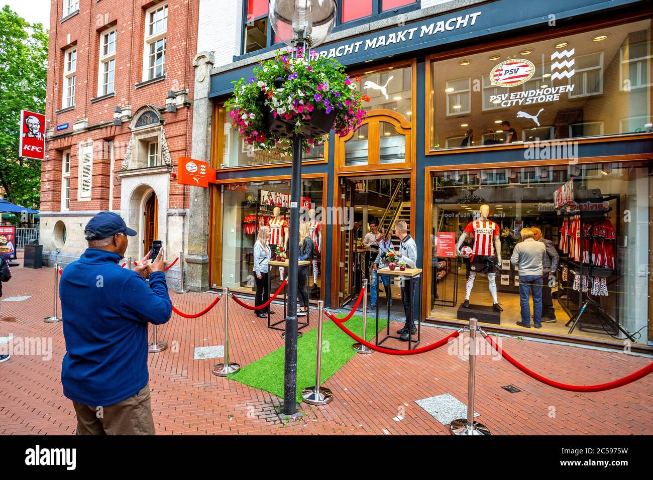 Eindhoven, Netherlands. 01st July, 2020. EINDHOVEN, 01-07-2020, PSV opens new store in city centre. New PSV Fan Store opens in centre of Eindhoven. Exterior show many ornaments from ancient Eindhoven.
