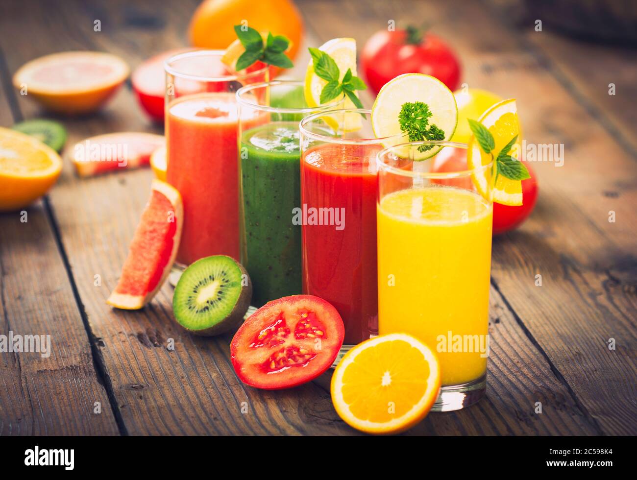 Healthy fruit and vegetable smoothies Stock Photo - Alamy