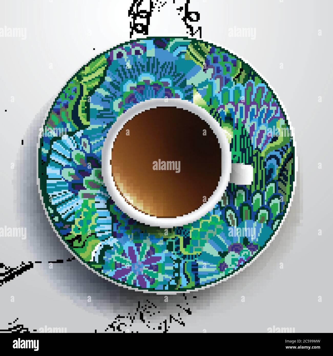 Cup of coffee and hand drawn floral ornament Stock Vector Image & Art