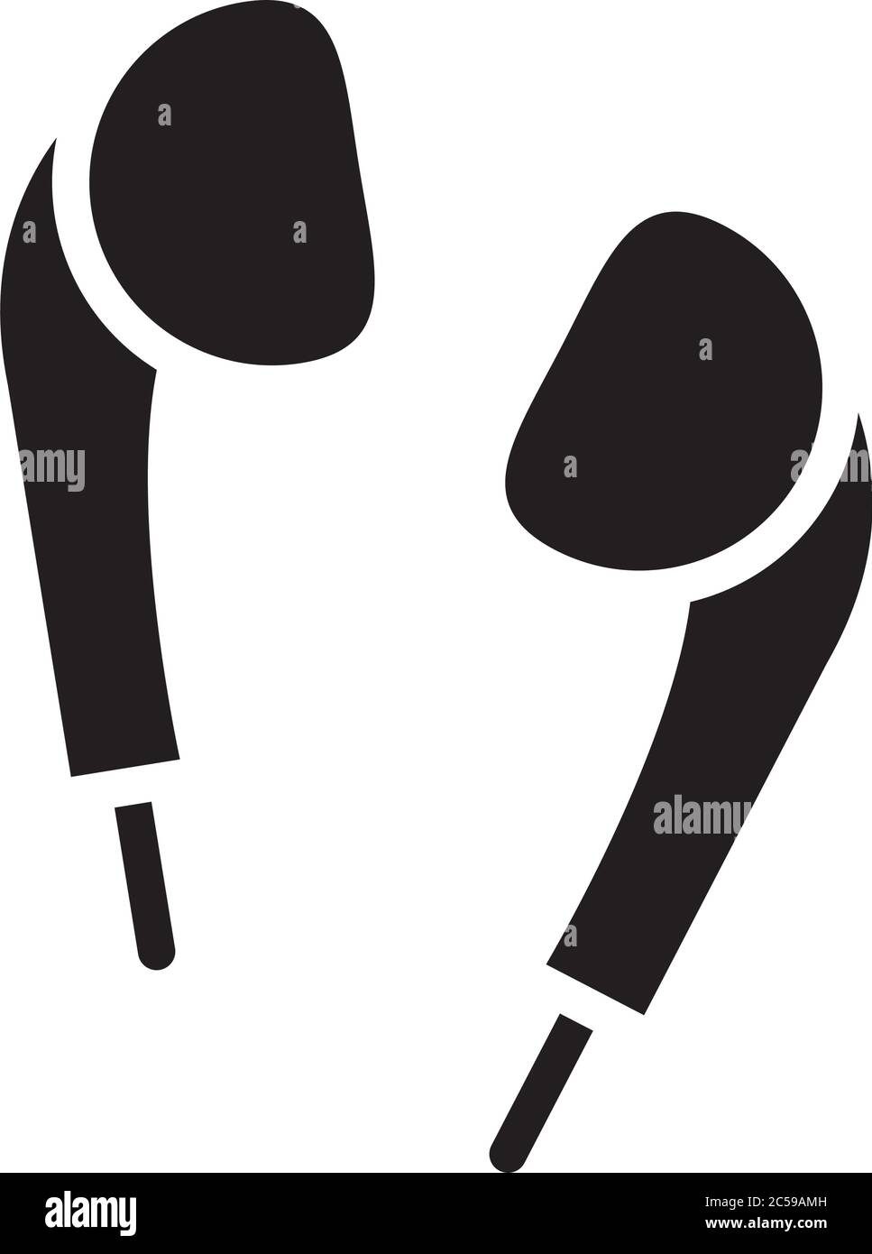 earphones icon over white background, silhouette style, vector