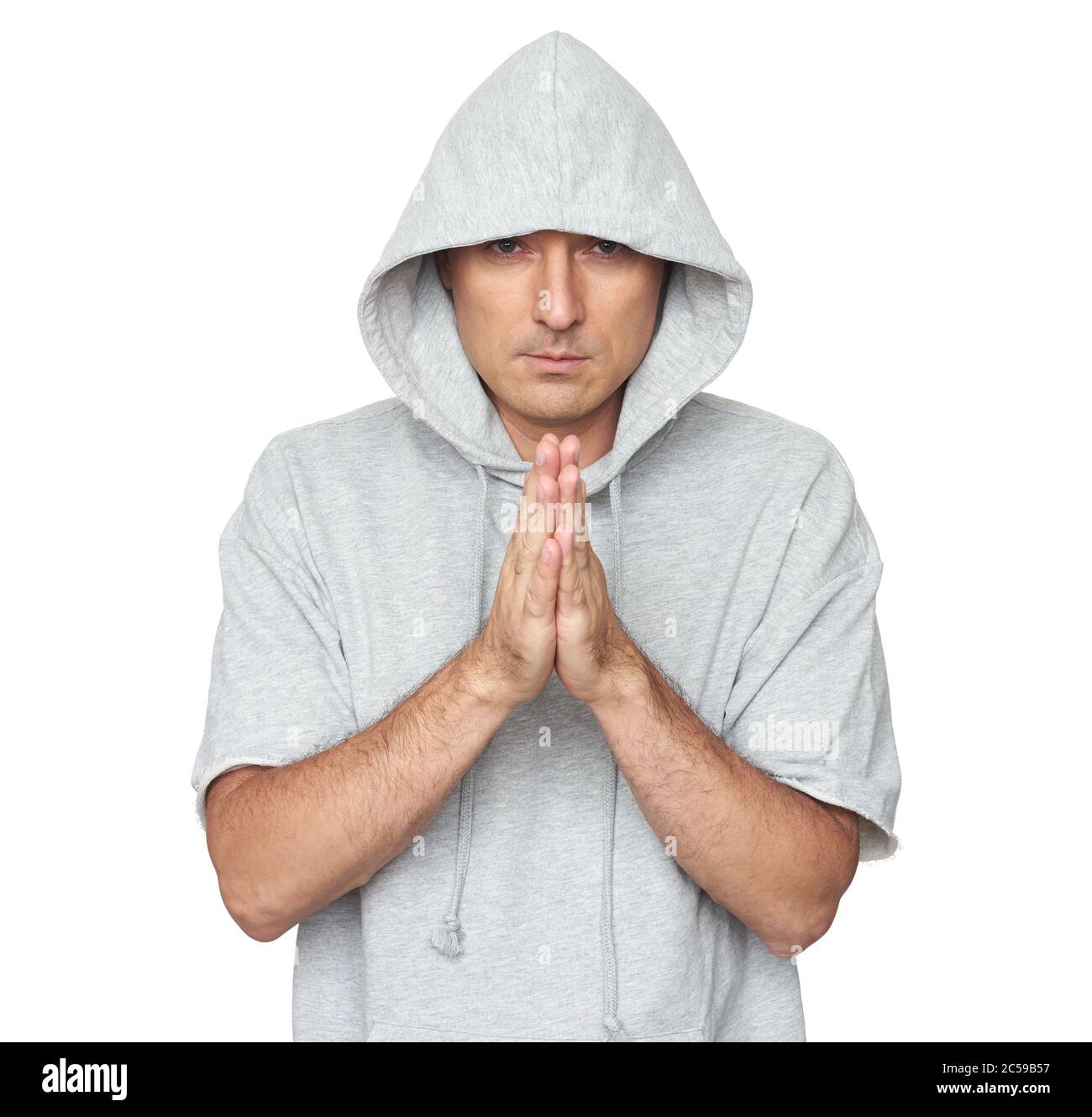 handsome man is wearing a hoodie isolated on white Stock Photo Alamy
