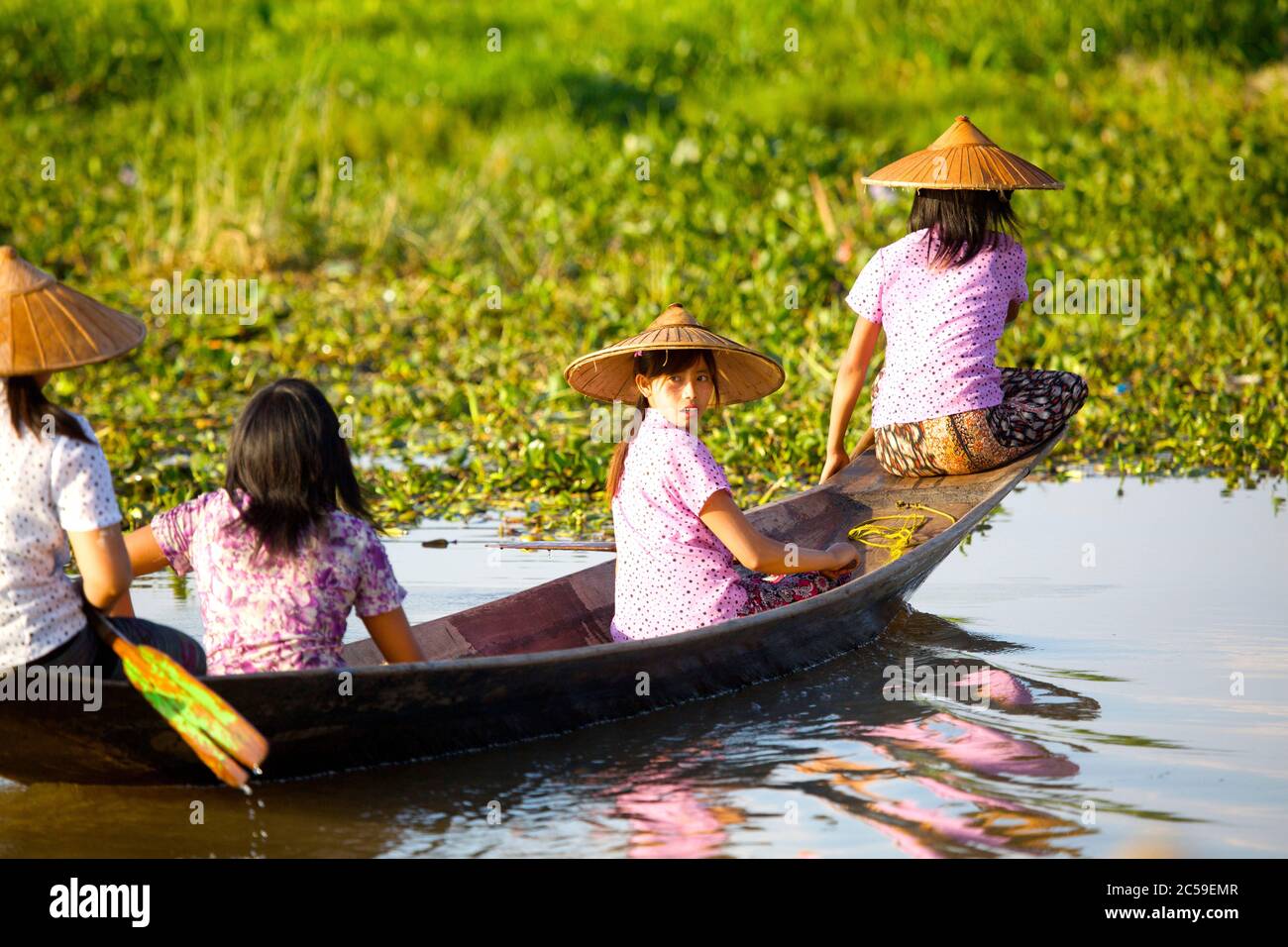 Myanmar (Burma), Inlé lake boat on the lake Stock Photo