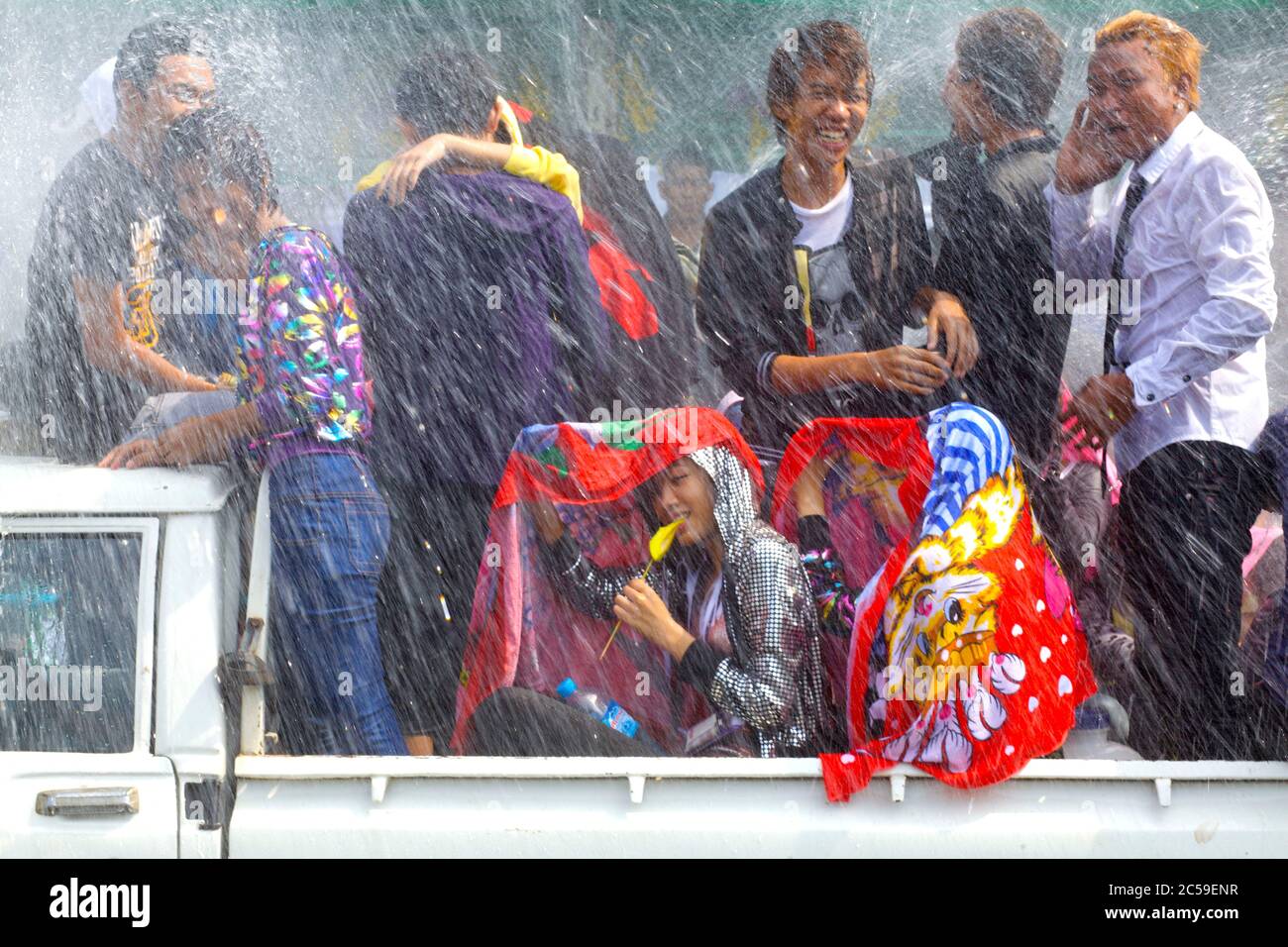 Myanmar (Burma), Yangon, water festival in the street Stock Photo Alamy