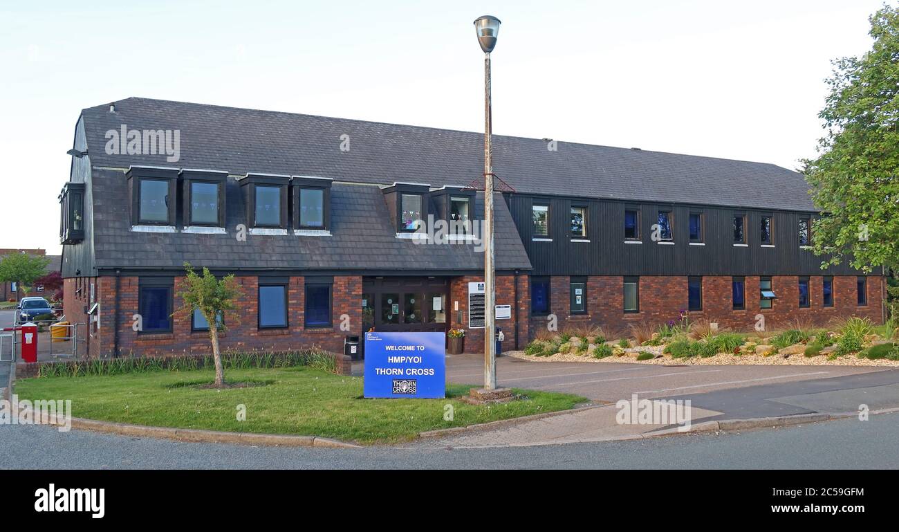 Thorn Cross HMP/YOI, HM Prison Thorn Cross,Category D Adult Male Institution for males aged 21+,Arley Rd, Appleton Thorn, Warrington WA4 4RL Stock Photo