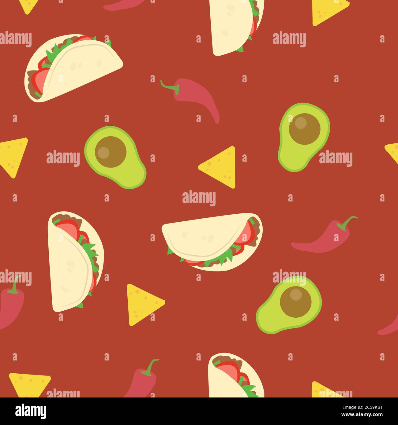 Vector Seamless Mexican Food Pattern Background Stock Vector