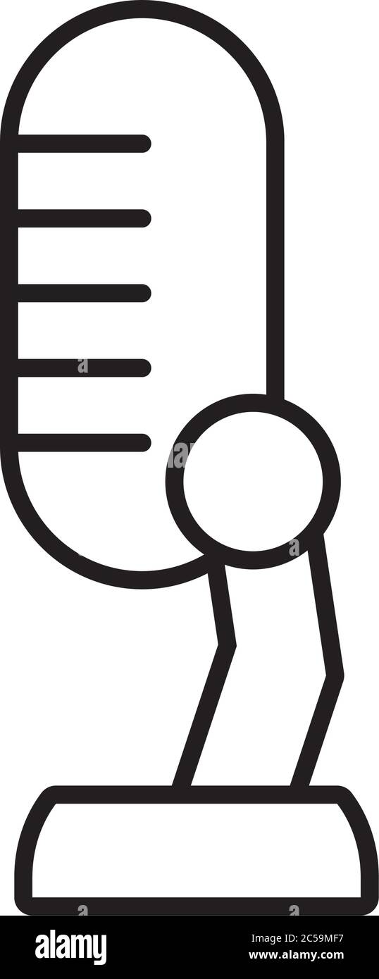 podcasting microphone icon over white background, line style, vector ...