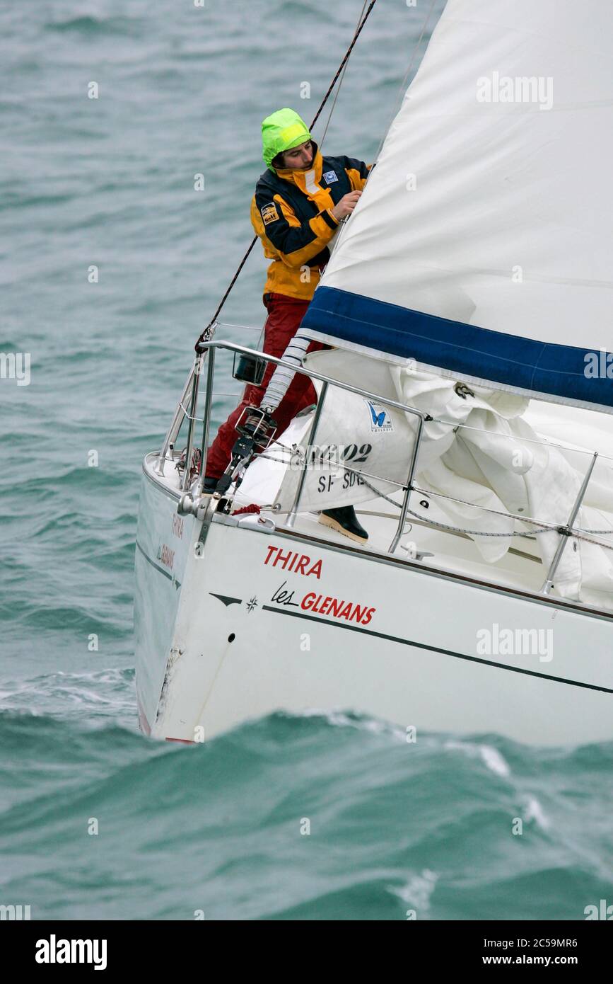 France, Finistere, Concarneau, a Fast 32i from the Glenans sailing school  in heavy weather Stock Photo - Alamy