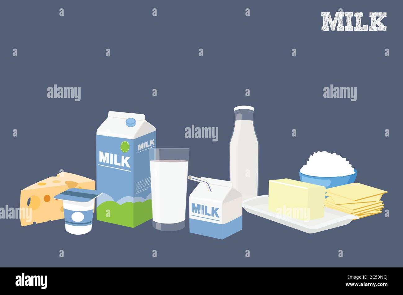 Vector Illustration of Milk and Dairy Products Stock Vector Image & Art ...
