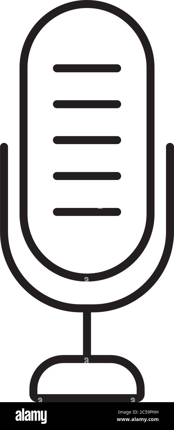 voice microphone icon over white background, line style, vector ...
