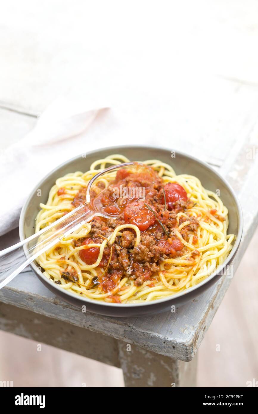 Bolognese spaghetti Stock Photo
